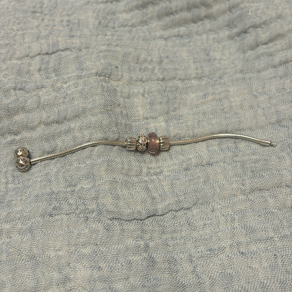 brand new snake chain pandora charm chain with 4 charms